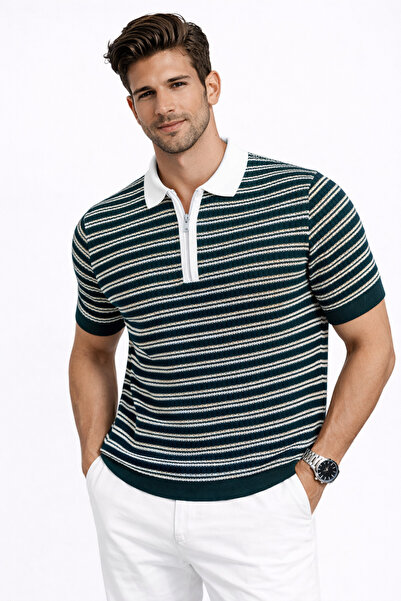 LUPERCUS Tricou bărbătesc cu guler polo, pulover tricotat, cu jumătate de fer...