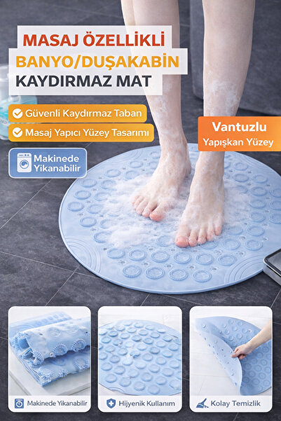 Granvex Masajlı Banyo Duş Kaydırmaz Matı Pedi Silikon Vantuzlu Paspas Duşakab...