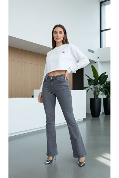 comfort jeans Γυναικείο Μπλε Γκρι Λύκρα Παντελόνι Ισπανικό Τζιν Ψηλόμεσο