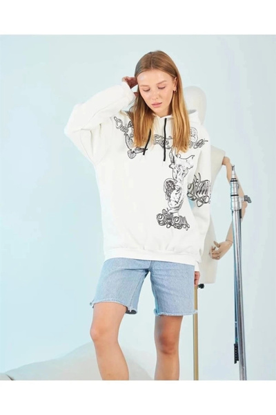 Hsc bilişim Φούτερ με τρεις κλωστές με κουκούλα – Λευκό Strong Heykel B με τύ...