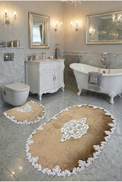 FeelHome Σετ 3 Super Luxury Οβάλ Χαλάκι Μπάνιου - Αντιολισθητική Βάση Milas, ...