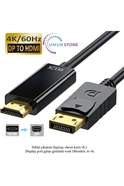 Herz HDMI To Displayport Çevirici Kablo ( 1.8 Metre) HDMI Kablo To Display Po...