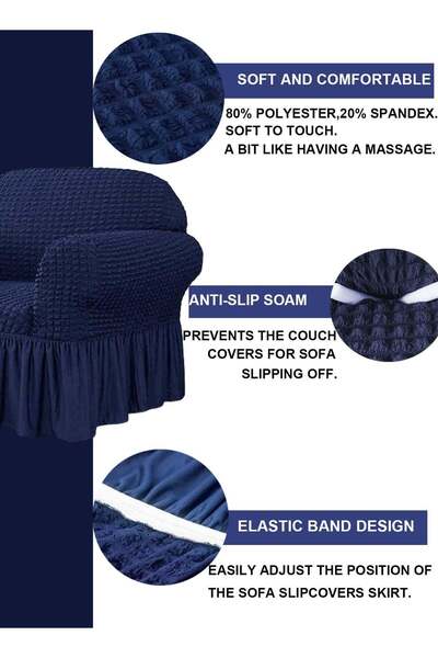 Arabest Elastic Sofa Cover with Skirt,Stretch Furniture Protector,Washable So...