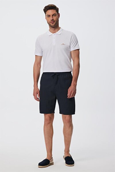 Lee Cooper شورت رجالي 100% قطن منسوج من ماركة مان 1، لون نيلي غامق