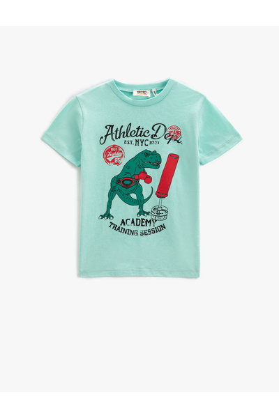 Koton Μπλουζάκι με κοντό μανίκι Dinosaur Printed Crew Neck