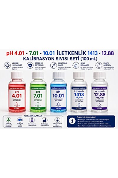 teknoistanbul pH 4.01-7.01-10.01 İletkenlik 1413 1288 Kalibrasyon Sıvısı 100 Ml