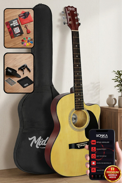 Midex RG-540NT Kesik Kasa 40 İnç Akustik Gitar Seti 4/4 Yetişkin