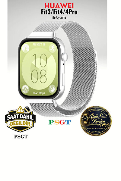 PSGT Huawei Watch Fit 3 / Fit 4 / Fit 4 Pro ile Uyumlu Kordon Hasır Örgü Meta...