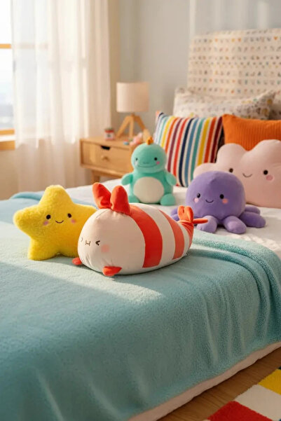Miniso Lisanslı Sevimli Karides Peluş Oyuncak – Yumuşak Dokulu Dekoratif Kole...