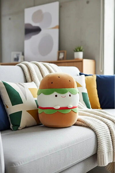 Miniso Lisanslı Yiyecek Serisi Hamburger Peluş Oyuncak – Yumuşak Uyku Arkadaş...