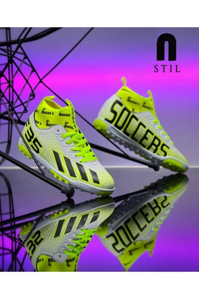 Allyup Αθλητικά παπούτσια ποδοσφαίρου για αγόρια λευκά κίτρινα Astroturf χωρί...