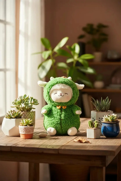 Miniso Lisanslı Kuzu Baa Serisi Peluş Oyuncak - Kaktüs Kostümlü Yumuşak ve De...