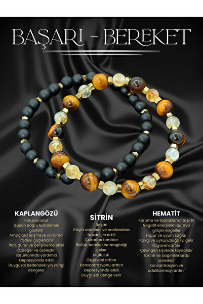 Yelda's Certified Aa+ Tiger's Eye, Aa+ Citrine, Hematite, and Matte Onyx Natu...