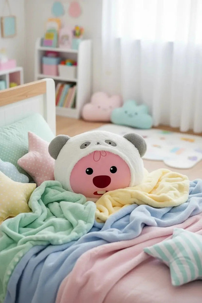 Miniso Zanmang Loopy Lisanslı Panda Kostümlü Dekoratif Peluş Yastık 40 cm