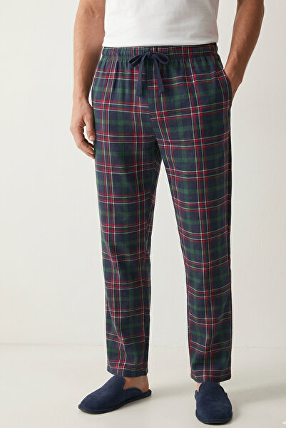 Elemge Ανδρικές πιτζάμες από βαμβακερό καρό, μαλακές, ελαστικές, άνετες, με τ...