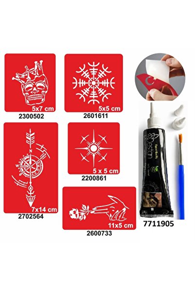 Airbrush Tattoo Pusula Gül Desenleri Hint Kınası Ile Geçici Dövme Yapma Seti