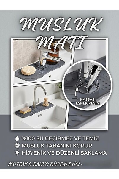 Keskon Esnek Musluk Lavabo Matı – Su Geçirmez Batarya Altı Koruyucu, Mutfak v...