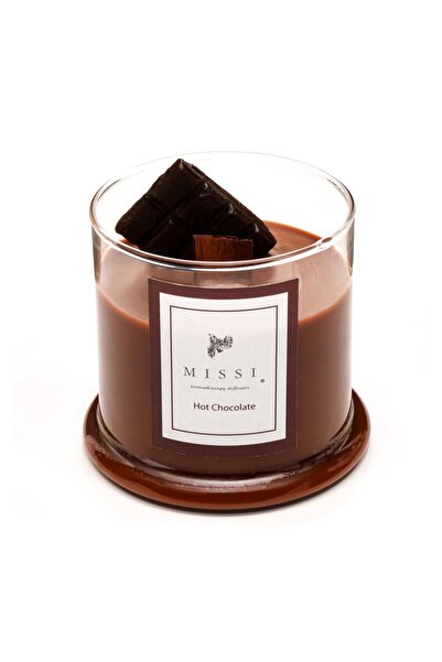 Missi Üfleme Cam Ahşap Fitilli Hot Chocolate Vegan Mum (140 GR)