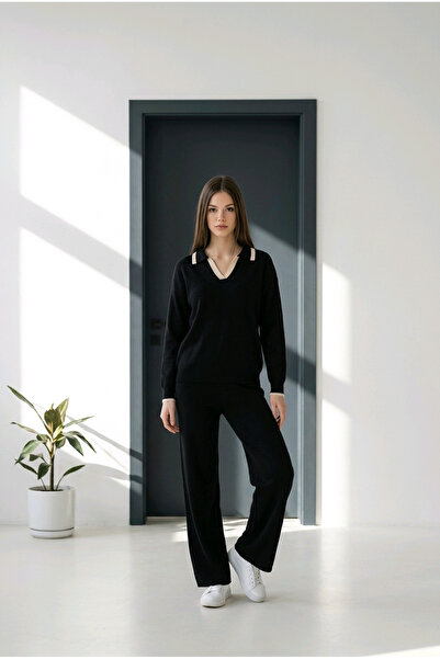 Fix Modalife Γυναικείο σετ πλεκτών με λαιμόκοψη πόλο, με λεπτομέρεια από ρίγε...