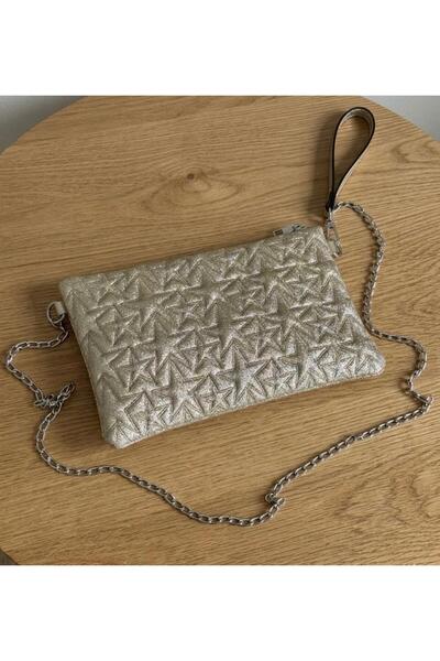 Zealous Yıldız Με σχέδιο Golden Portfolio & Clutch με αποσπώμενο λουράκι καρπ...