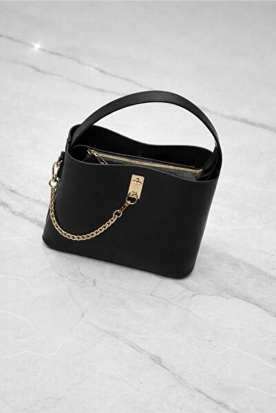 ÖZÜM ÇANTA Women's 3-Compartment Square Model Chain Detail Handbag and Should...