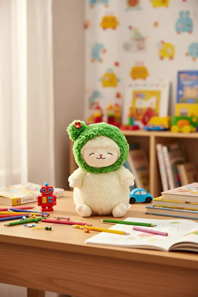 Miniso Lisanslı Kuzu Baa Serisi Kaktüs Şapkalı Peluş Bebek – Yumuşacık Uyku A...