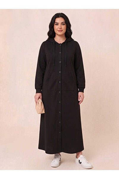 ALİA Palton sport cu glugă și închidere cu apăsare - Negru -