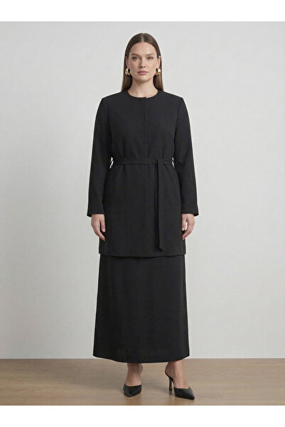 ALİA Modal Fabric Sleeveless Dress & Tunic Plus Size Set - Black -