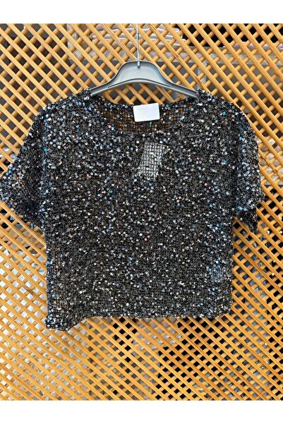 PD KIDS 2319 ÇOCUK PAYETLİ KISA KOLLU FİLE BLUZ