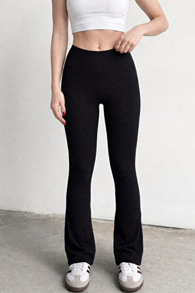 glanour Γυναικείο μαύρο ψηλόμεσο ισπανικό κολάν