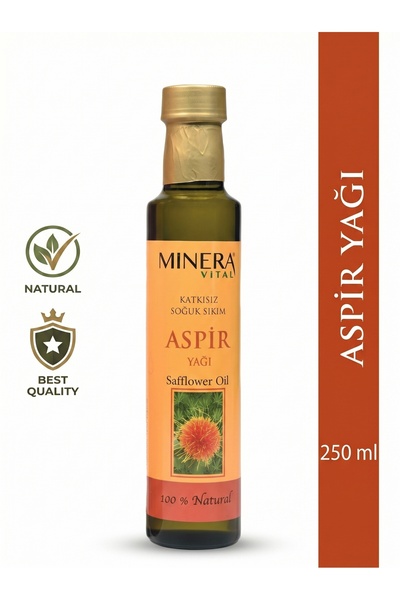 MİNERA VİTAL زيت العصفر 250 مل (زيت العصفر) 100% نقي معصور على البارد في زجاج...