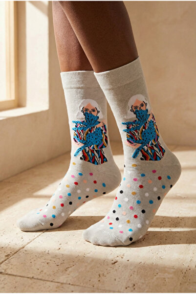 Katia&Bony Γυναικείες κάλτσες με φιγούρα κοριτσιού γκρι