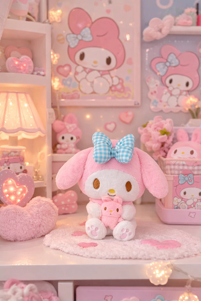 SANRIO Lisanslı My Melody Peluş Oyuncak 28 Cm – Oturan Mini Arkadaşlı Yumuşac...