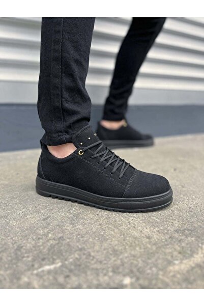 Aymood Jy152 Cool Lace-Up Suede Men's Casual Sports Classic Shoes Sst - Black