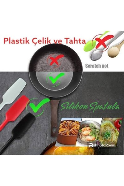 viarella 3-Piece Red Silicone Spatula Set Heat Resistant Fireproof Non-Stick Non-Scratch 27cm