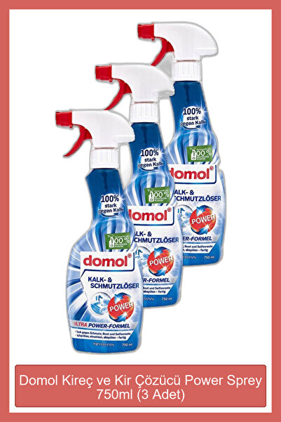 DOMOL Kireç ve Kir Çözücü Power Sprey 750ml (3 Adet)