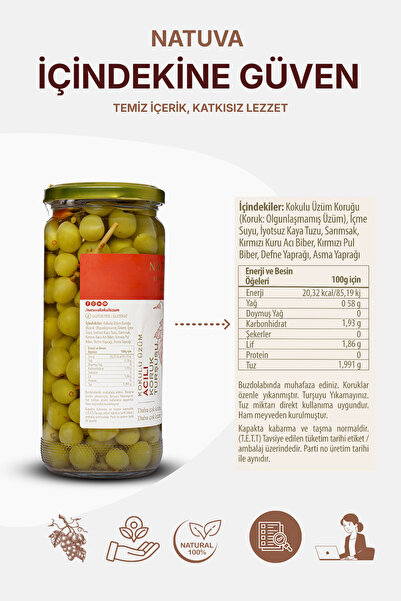 NATUVA Acılı Koruk Turşusu 500 G El Yapımı