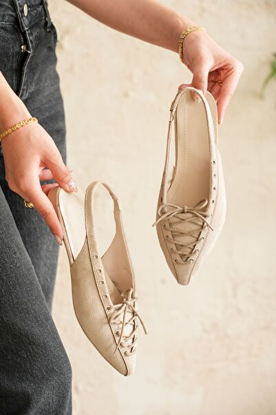 MODAADAM Γυναικείες μπαλαρίνες με κορδόνια Tosac - Βιζόν