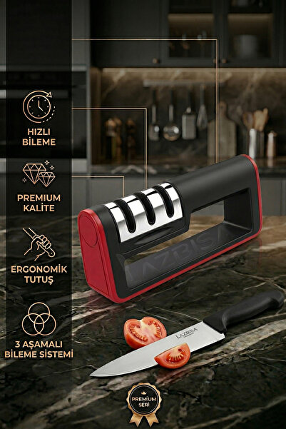 CASTLE KITCHEN Bıçak Bileme Aleti Aparatı Profesyonel Bıçak Bileyici 3 Açılı Elmas Seramik Tungsten Çelik Bileme