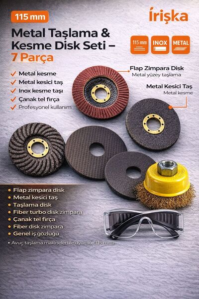 irişka metal kesme taşlama disk seti profesyonel 115 mm