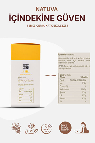 NATUVA Ata Tohum Mısır Unu Su Değirmeninde Öğütülmüş 1000 G