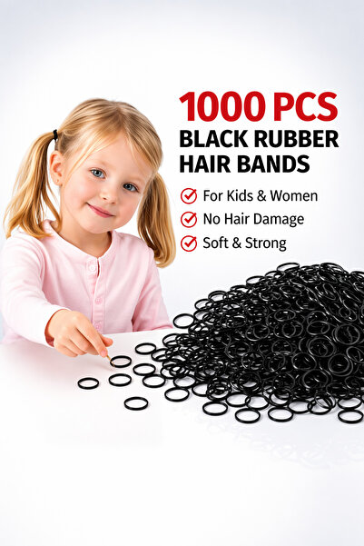 Generic 1000 Pieces Black Mini Hair Bands – Soft Elastic Rubber Hair Ties for...