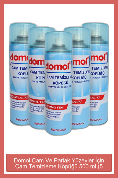 DOMOL Cam Ve Parlak Yüzeyler İçin Cam Temizleme Köpüğü 500 ml (5 Adet)