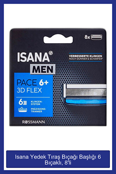 ISANA MEN Ανταλλακτική κεφαλή λεπίδων ξυριστικής μηχανής 6 λεπίδων, 8 τεμάχια
