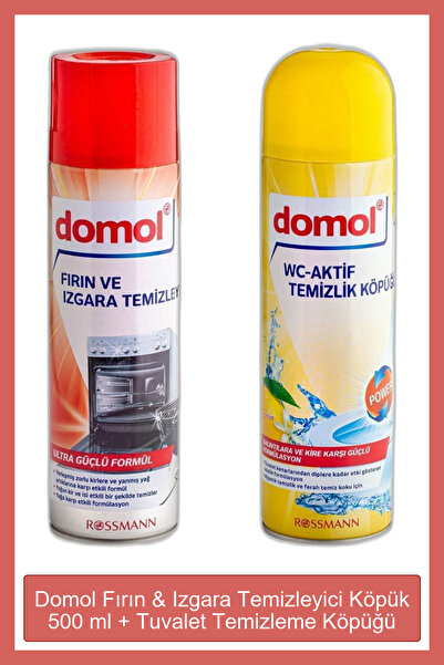DOMOL Fırın & Izgara Temizleyici Köpük 500 ml + Tuvalet Temizleme Köpüğü Limo...