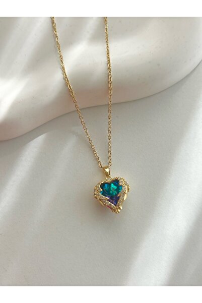 SEHERDEN Adjustable Steel Necklace with Blue Stone Heart Figure (Suitable for...