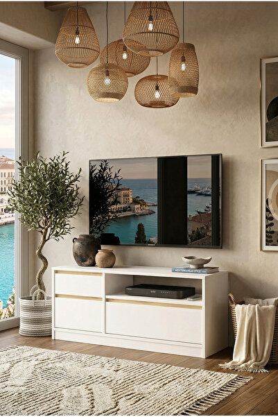Yurudesign Luvio Tv Ünitesi Sehpası 120cm Keçe-beyaz Lv7-wk
