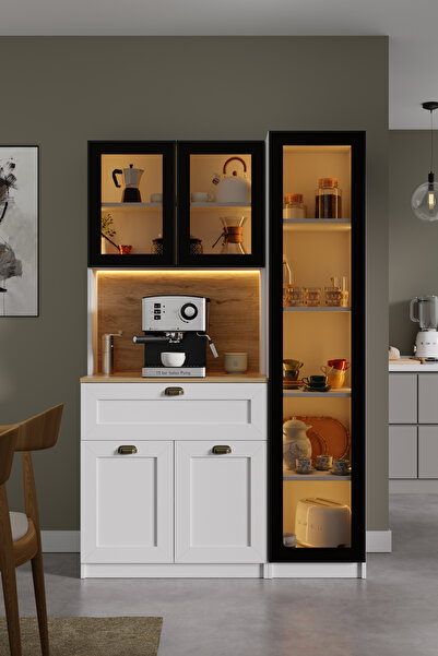 midoser LUWAK Kahve Köşesi-Alüminyum Çerçeve, Temper Cam Kapaklı, LED Aydınla...