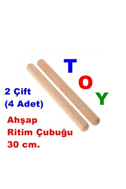 Toy Oyuncak Okul Öncesi 30 cm. Ahşap Ritim Çubuğu . 2 Çift (4 Adet ) Anaokulu...