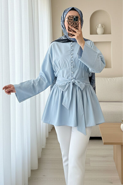 Modamorfo Τουνίκ με κορδόνια στη μέση και πέτρινα κουμπιά σε όλο το μήκος - Μ...